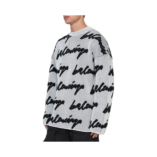 3D Scribble Crewneck Cotton Knit