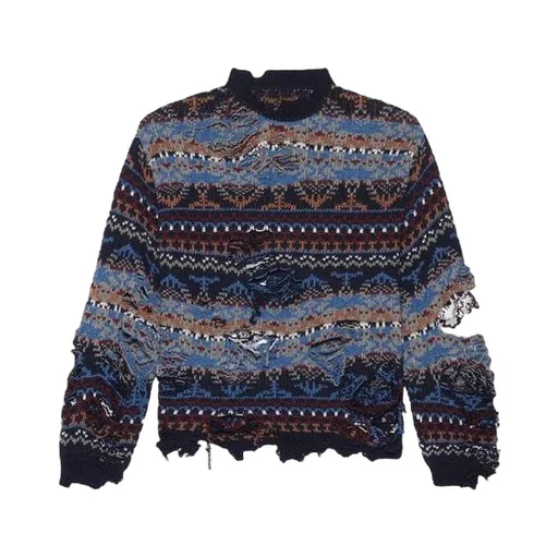Destroyed Fair Isle Wool-Blend Jumper
