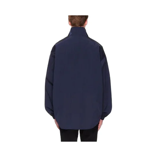 Logo Zipper Stand Collar Jacket Blue