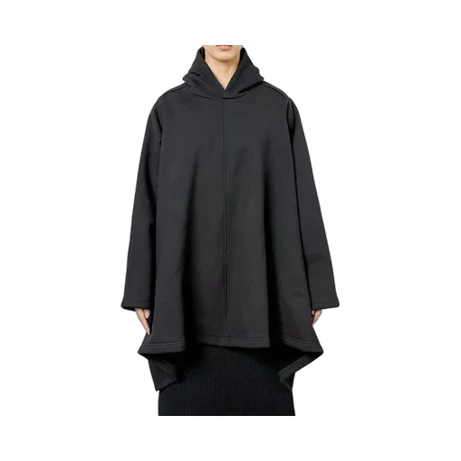 Solid Color hooded Loose Fit Hoodie Black
