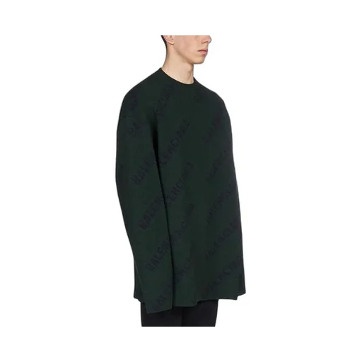 All Over Logo Crewneck Wool Knit Sweater
