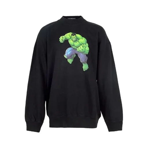 x Marvel Hulk-Print Boxy Crewneck Cotton Sweatshirt