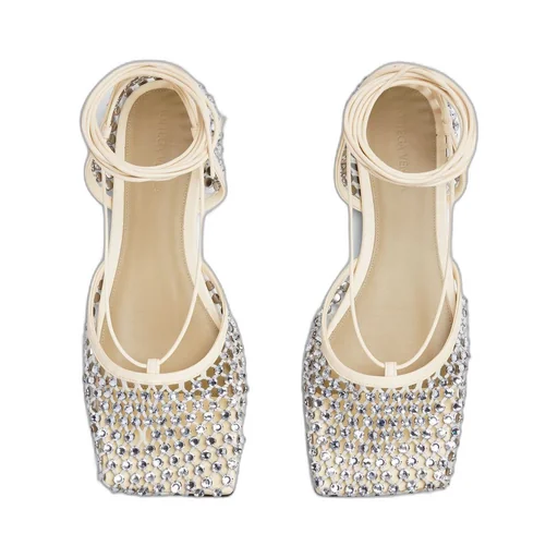 Sparkle Stretch Lace-Up Flat Sandal