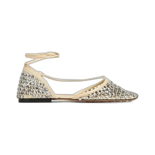 Sparkle Stretch Lace-Up Flat Sandal
