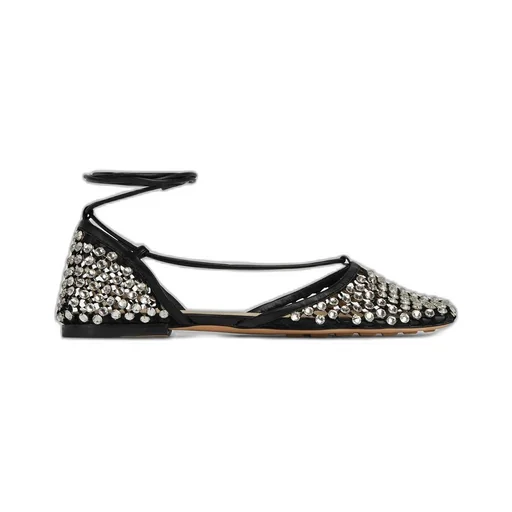 Sparkle Stretch Lace-Up Flat Sandal