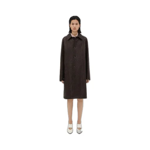 Intrecciato Leather Coat