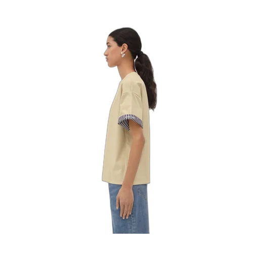 Double Layer Striped Cotton T-Shirt