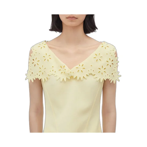 English Embroidery Viscose And Silk Top