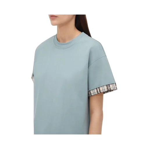 Double Layer Checked Cotton T-Shirt