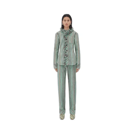 Cotton Check Jacket With Fringes