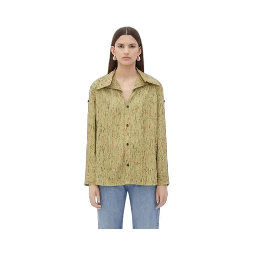 Textured Viscose Stripe Shirt With Folded Collar