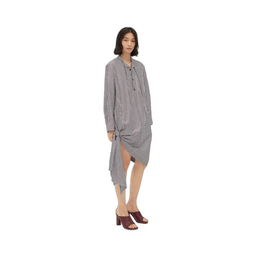 Cotton Striped Dress With Knot Detail