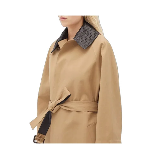 Cotton Trench With Intrecciato Collar