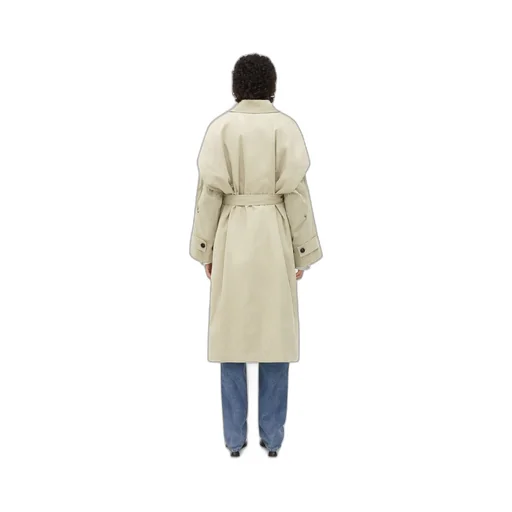 Cotton Silk Cape Trench With Check Lining