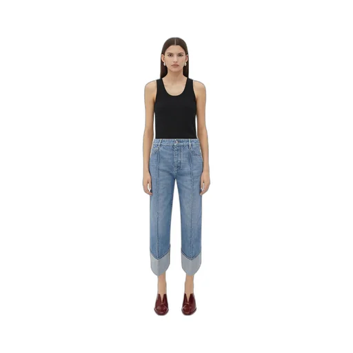 Curved Shape Vintage Indigo Denim