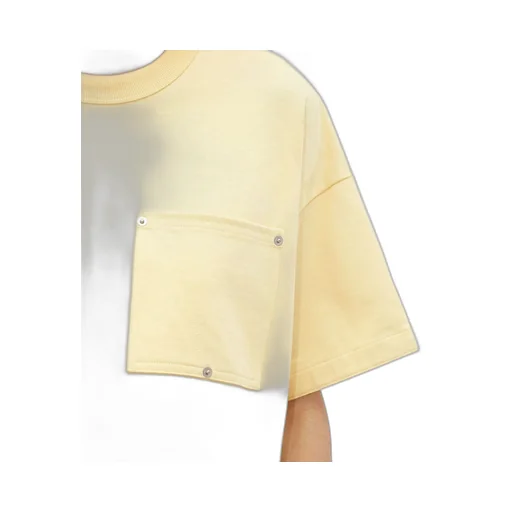 Jersey Cropped T-Shirt With V Pocket