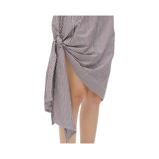 Cotton Striped Dress With Knot Detail