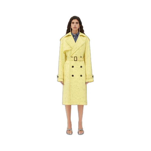 Textured Criss-Cross Viscose Silk Trench