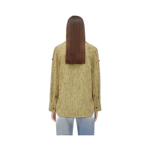 Textured Viscose Stripe Shirt With Folded Collar