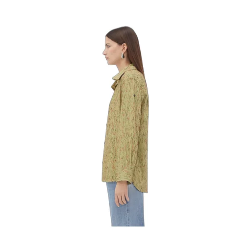 Textured Viscose Stripe Shirt With Folded Collar