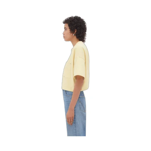 Jersey Cropped T-Shirt With V Pocket
