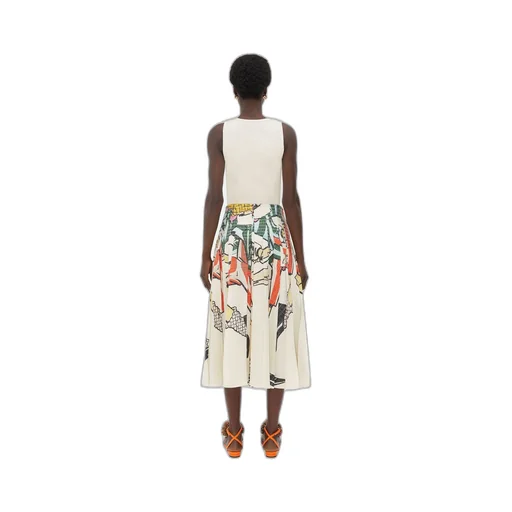 Printed Viscose Plisse Midi Skirt