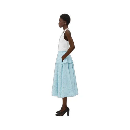 Textured Criss-Cross Viscose Silk Skirt