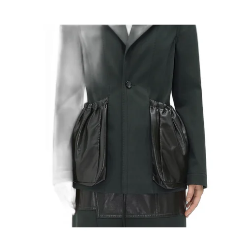 Cotton Twill Jacket With Leather Pockets