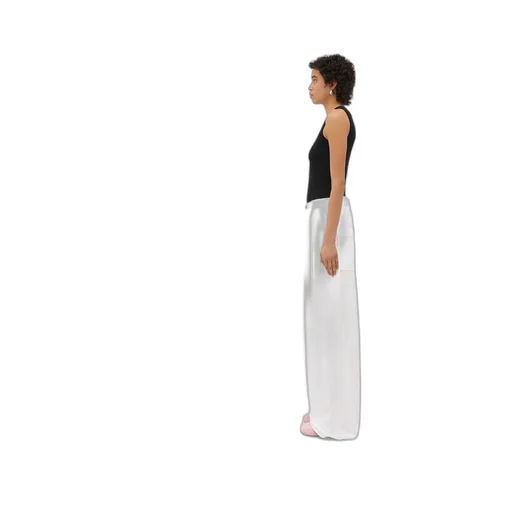 White Pleated Denim Trousers