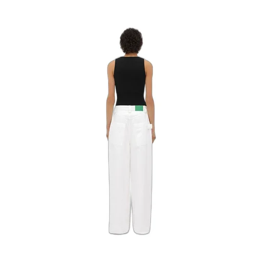 White Pleated Denim Trousers