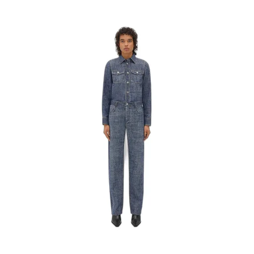 Textured Denim Viscose Trousers