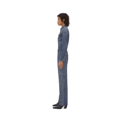 Textured Denim Viscose Trousers