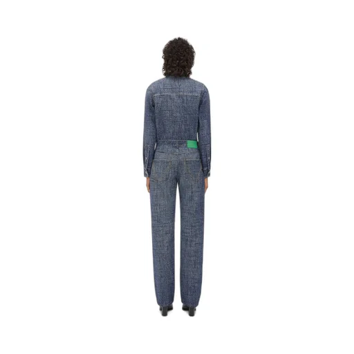 Textured Denim Viscose Trousers