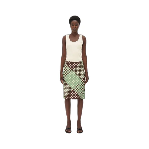 Tricolor Intrecciato Leather Skirt