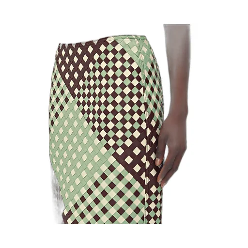 Tricolor Intrecciato Leather Skirt