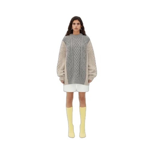 Aran Patchwork Wool Jumper