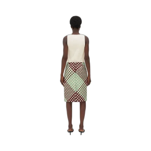 Tricolor Intrecciato Leather Skirt