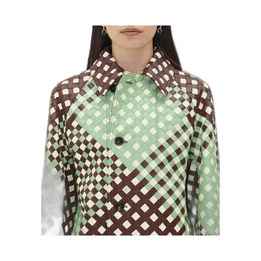 Tricolor Intrecciato Leather Coat