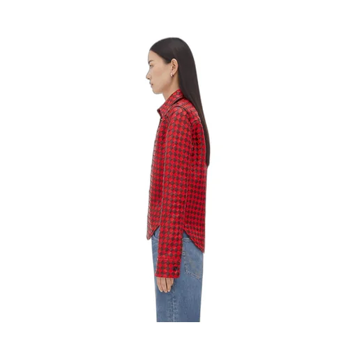 Leather Bicolor Intrecciato Shirt