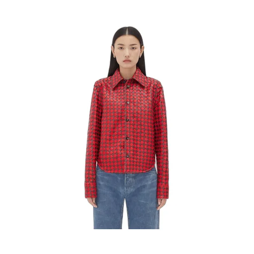 Leather Bicolor Intrecciato Shirt