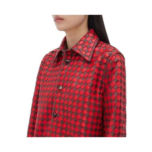 Leather Bicolor Intrecciato Shirt