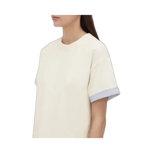 Double Layer Cotton Check T-Shirt