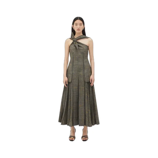 Viscose And Silk Criss-Cross Long Dress With Knot