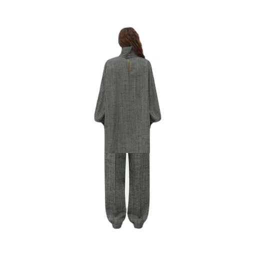 Viscose And Silk Criss-Cross High Neck Shirt