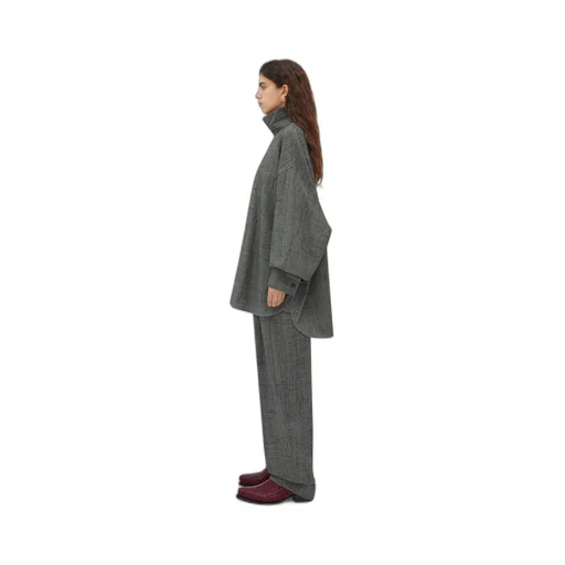 Viscose And Silk Criss-Cross High Neck Shirt