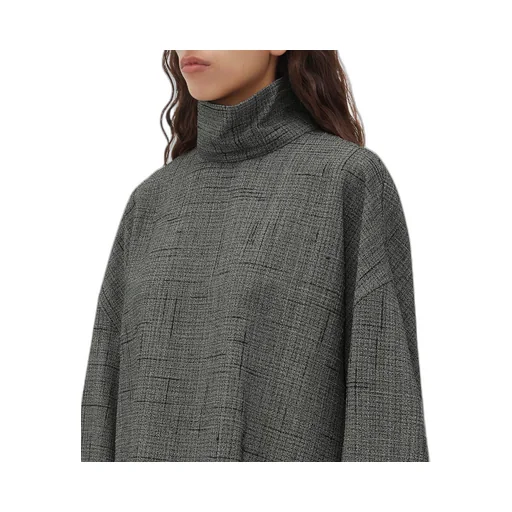Viscose And Silk Criss-Cross High Neck Shirt