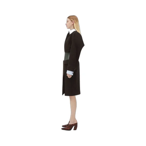 Leather And Wool Midi Skirt
