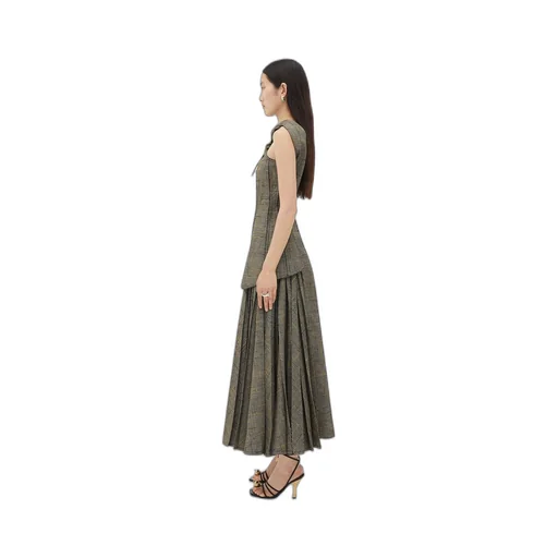 Viscose And Silk Criss-Cross Long Dress With Knot