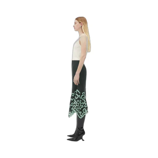 Cotton Midi Skirt With Silicone Motif