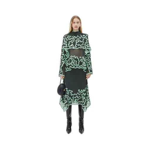 Cotton Midi Skirt With Silicone Motif
